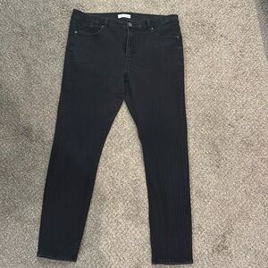 Loft mid rise skinny jeans in black with stripe